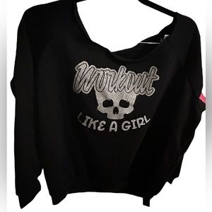 Black "Workout Like a Girl" sweater size Large.